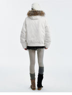 MEDM Detachable Fur Metal Snaps Down Jacket