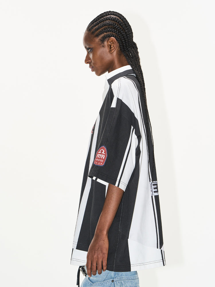 BLIND NO PLAN Striped Sports Uniform Digital Print Polo