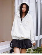 MEDM Pearl Logo Lace Hooded Zip Jacket