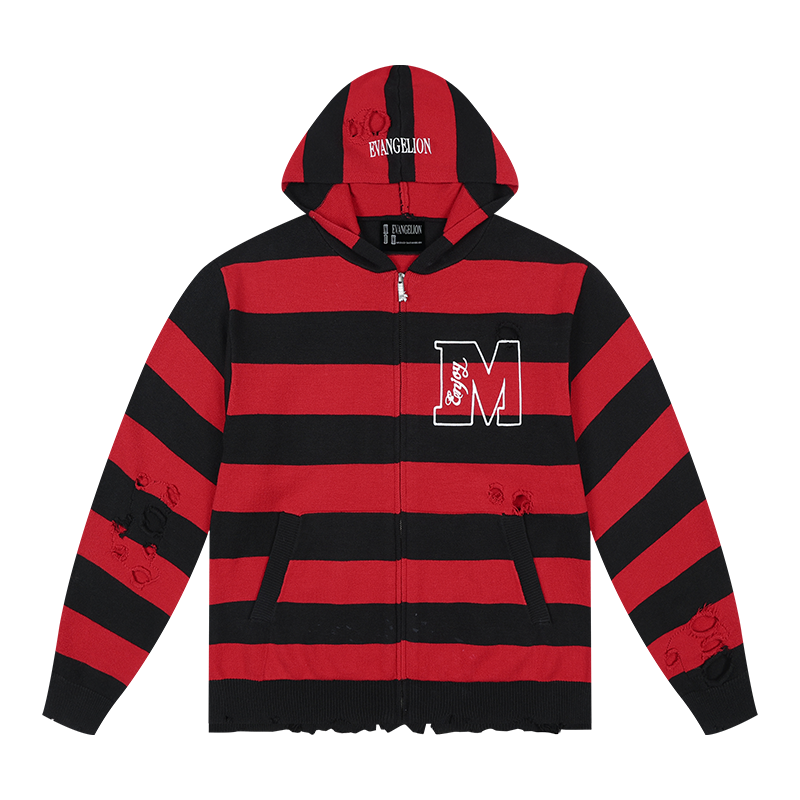MEDM x EVA Lilith Stripe Zip-Up Knit Hoodie