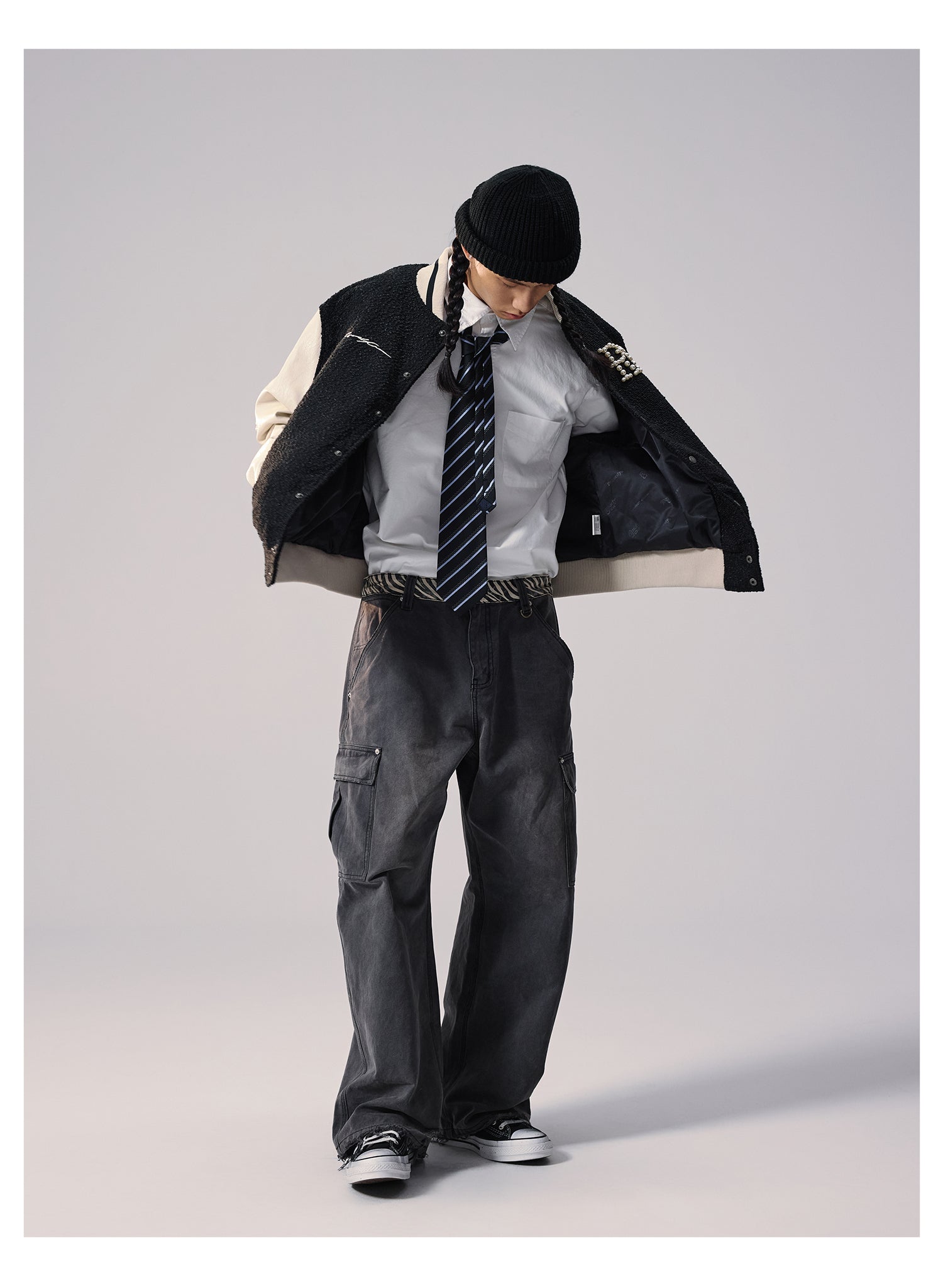 Remedy RMD Pearl Embroidered Leather Varsity Jacket