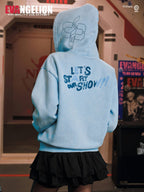 MEDM x EVA NEVER END Character Print Distressed Washed Zip Up Hoodie