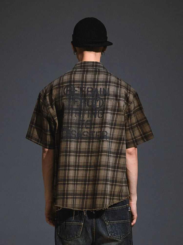 Remedy Skull Print Plaid Short Sleeve Shirt