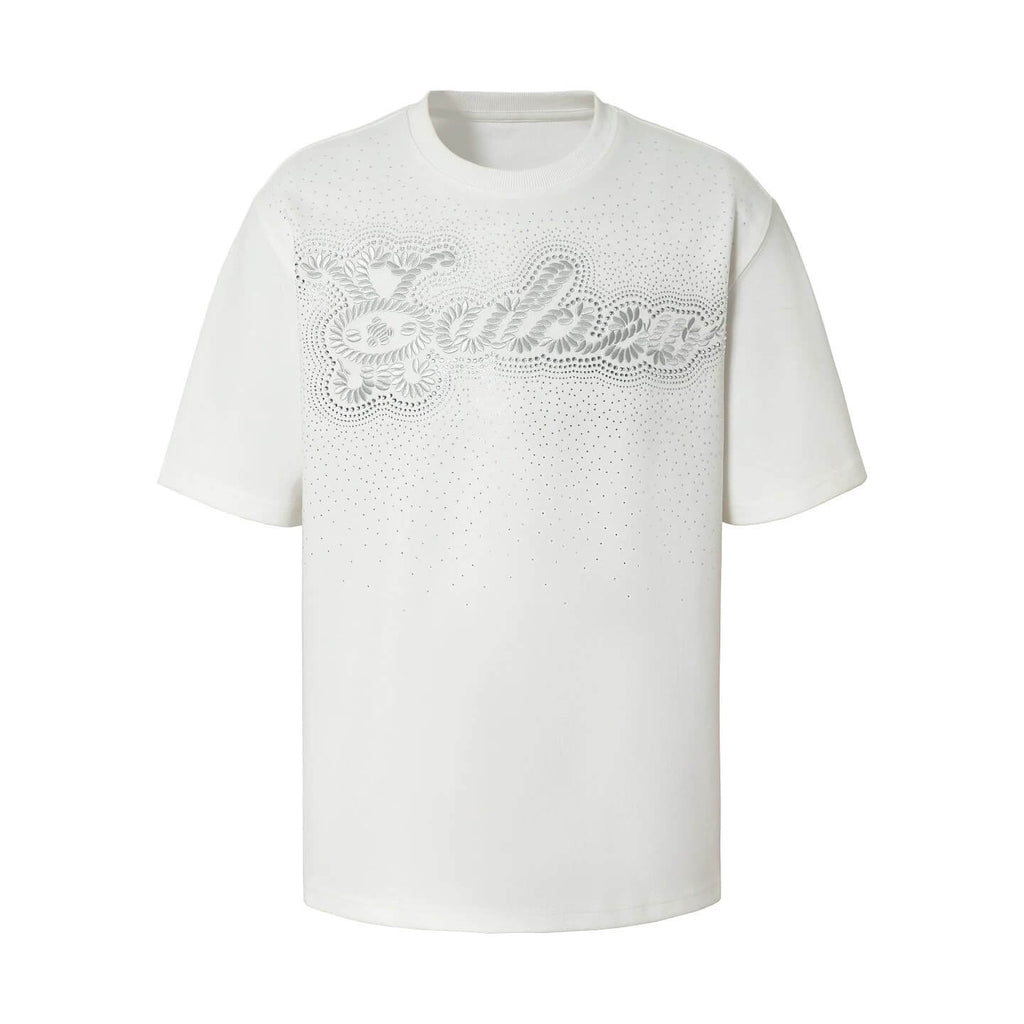 YADcrew Galaxy Rhinestone 3D Logo Embroidered Tee