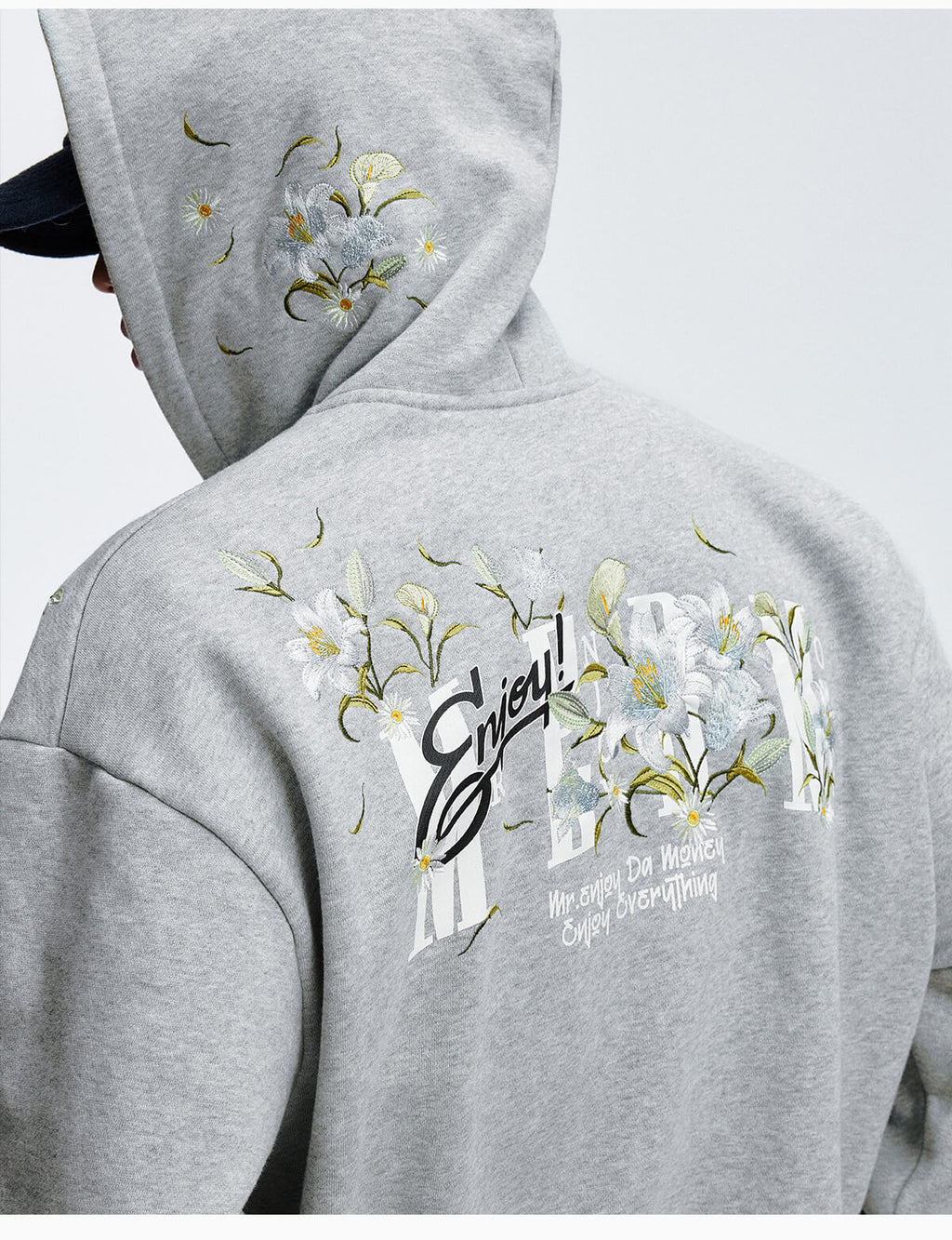 MEDM Rose Embroidered Zip Up Hoodie