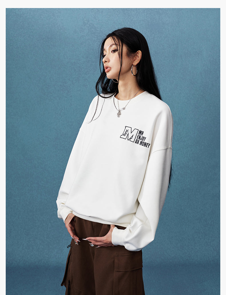 MEDM Logo Label Embroidered Suede Sweatshirt