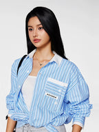 Achock Color Blocking Striped Long Sleeved Shirt