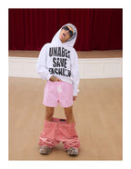 KARMANISTIC Rhinestone Embellished Slogan Print Hoodie
