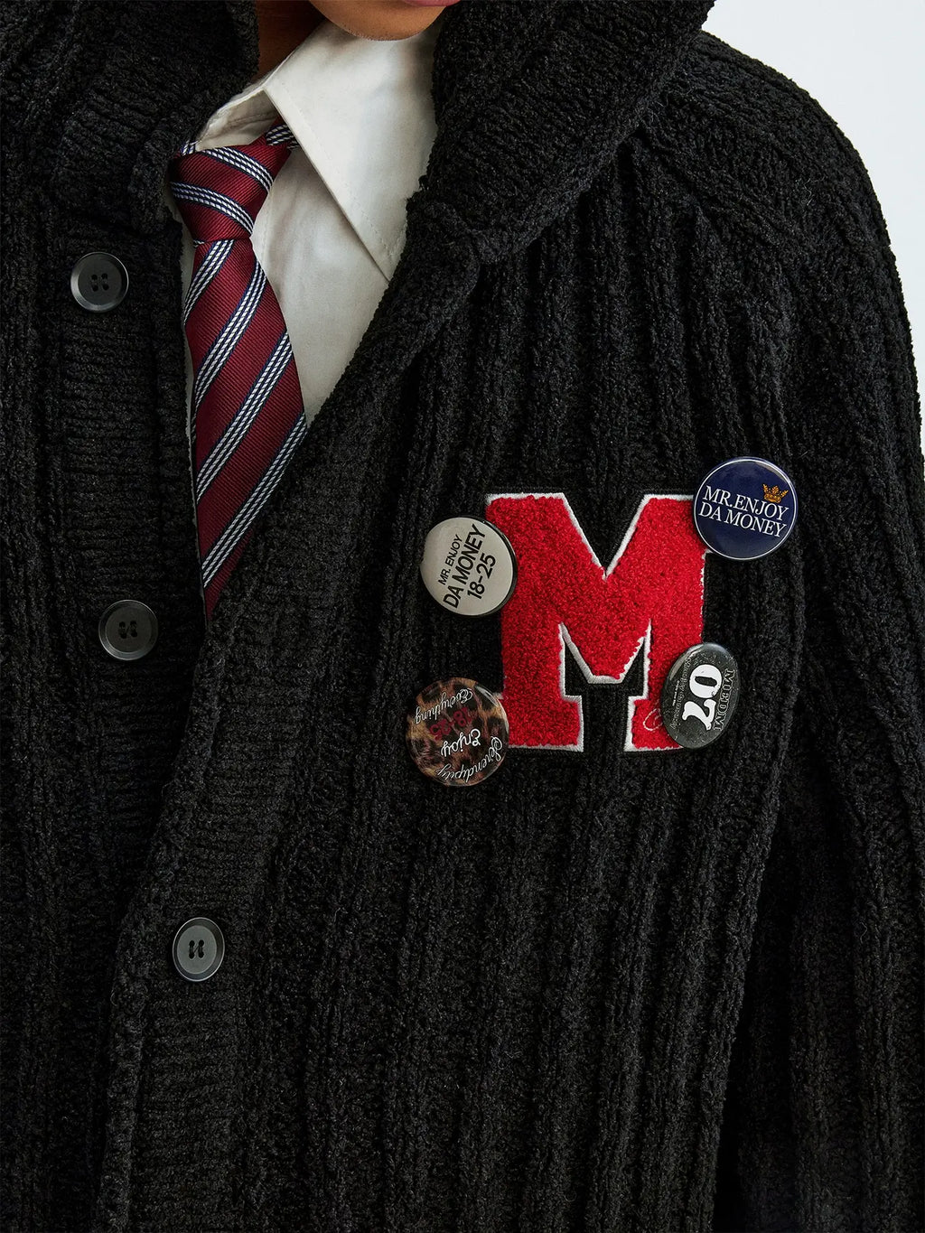 MEDM Stripe Knit Hooded Cardigan