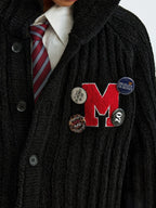 MEDM Stripe Knit Hooded Cardigan