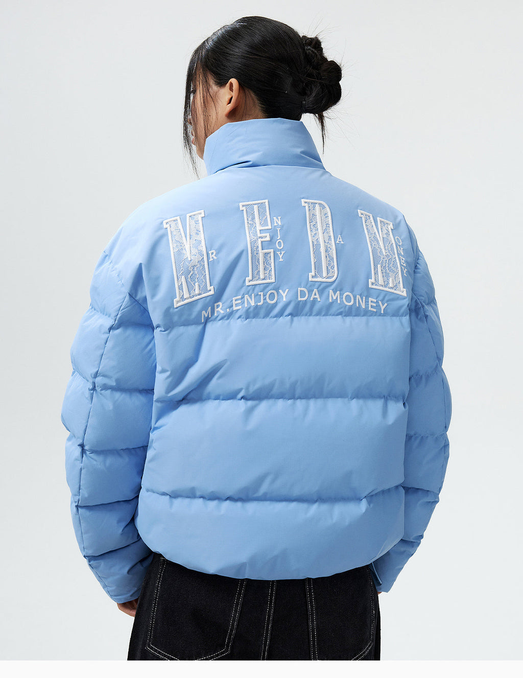 MEDM 3D Embroidered Lace Puffer Jacket