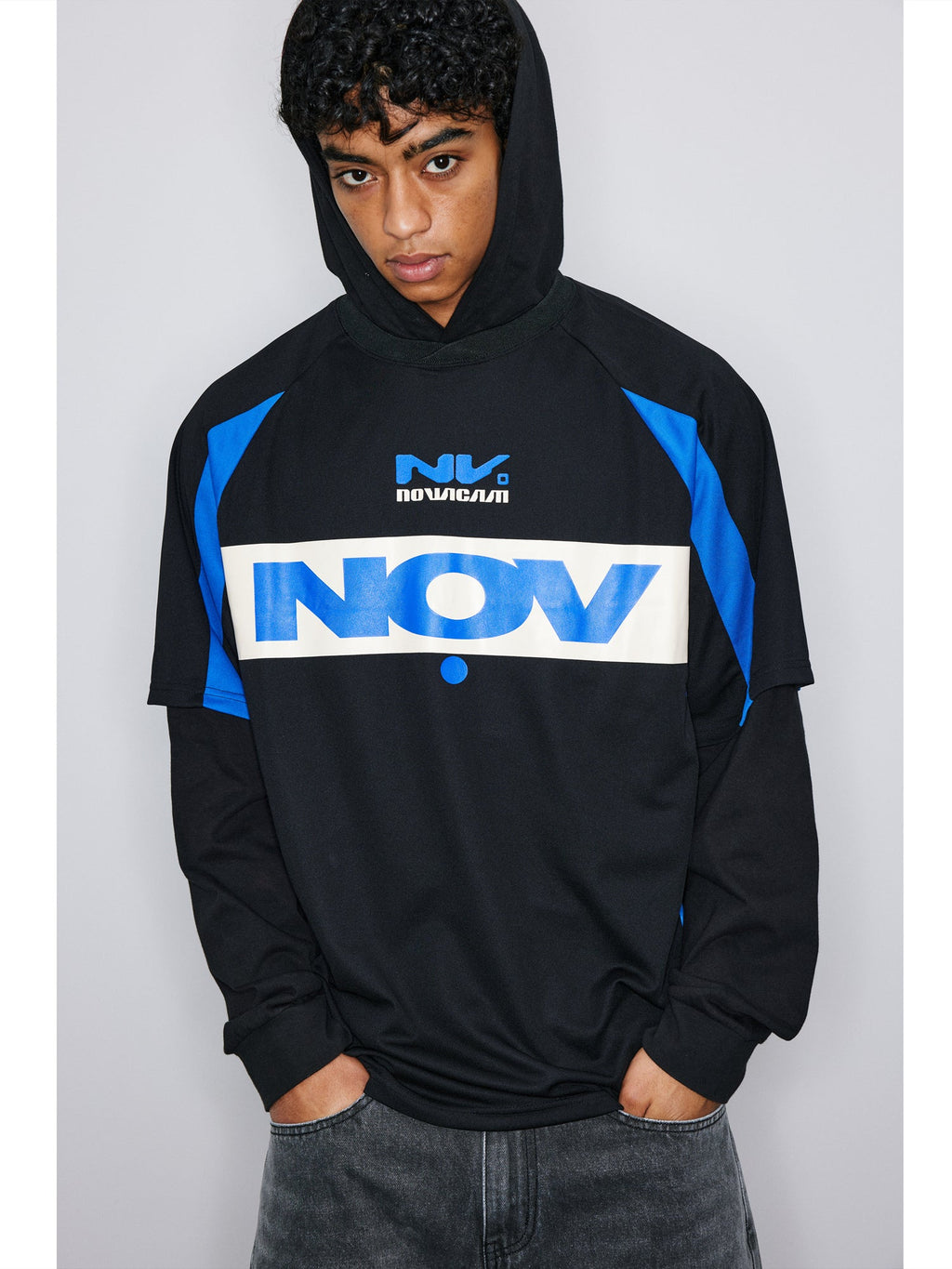 NOVACAM Soccer Jersey-Style Fake Two-Piece Hoodie