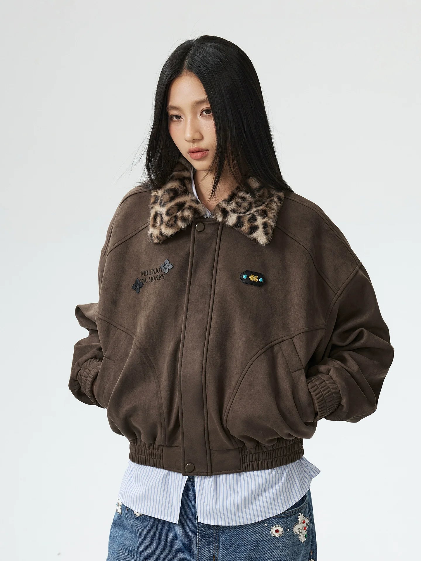 MEDM Detachable Collar Suede Jacket