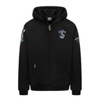 Small Town Kid Turquoise Studded Badge Embroidered Zip-Up Hoodie