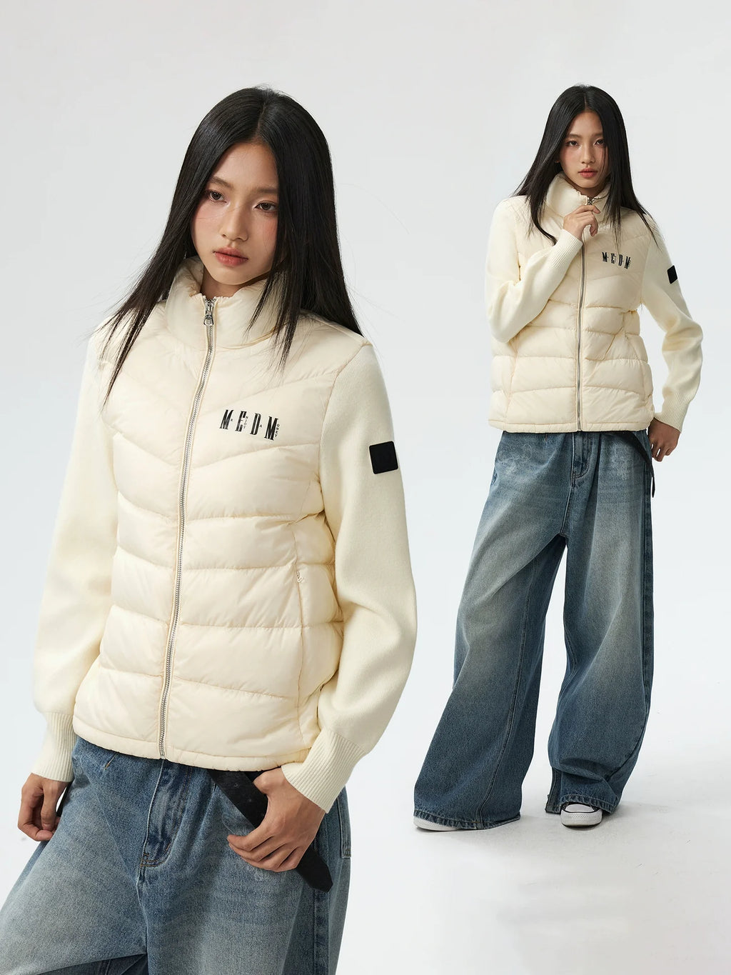 MEDM Shoulder Patchwork Lightweight Down Jacket