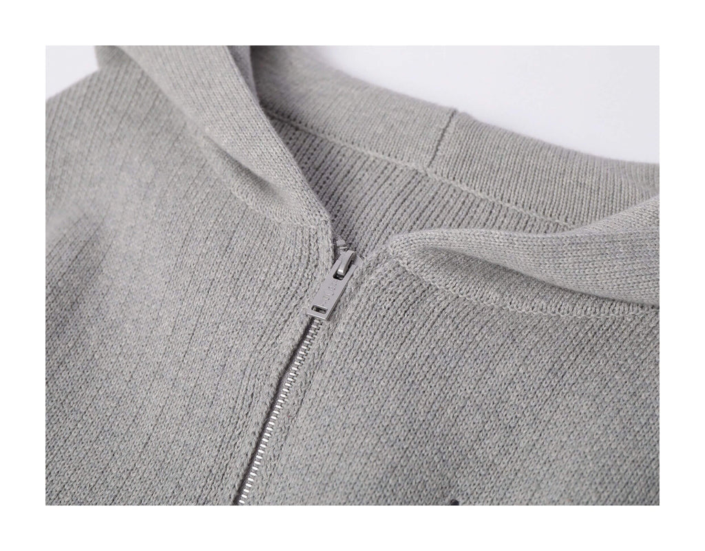KARMANISTIC Embroidered Zip Up Knit Hoodie
