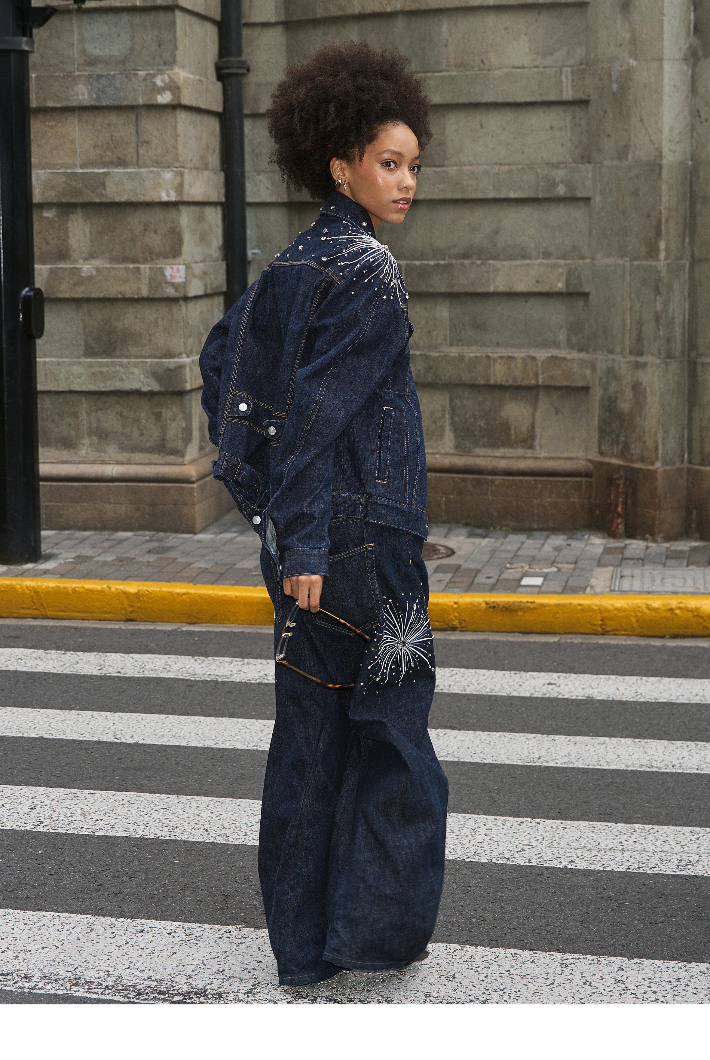 STEEPC Fireworks Rhinestone Denim Jacket