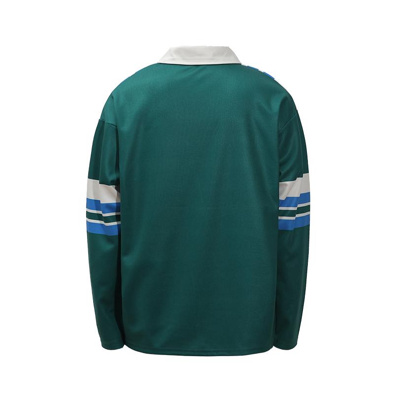 UNTILWERICH Color Blocking Striped Long Sleeve Polo Jersey