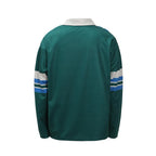 UNTILWERICH Color Blocking Striped Long Sleeve Polo Jersey