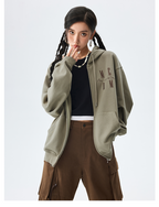 MEDM Basic Logo Embroidery Zip Up Hoodie