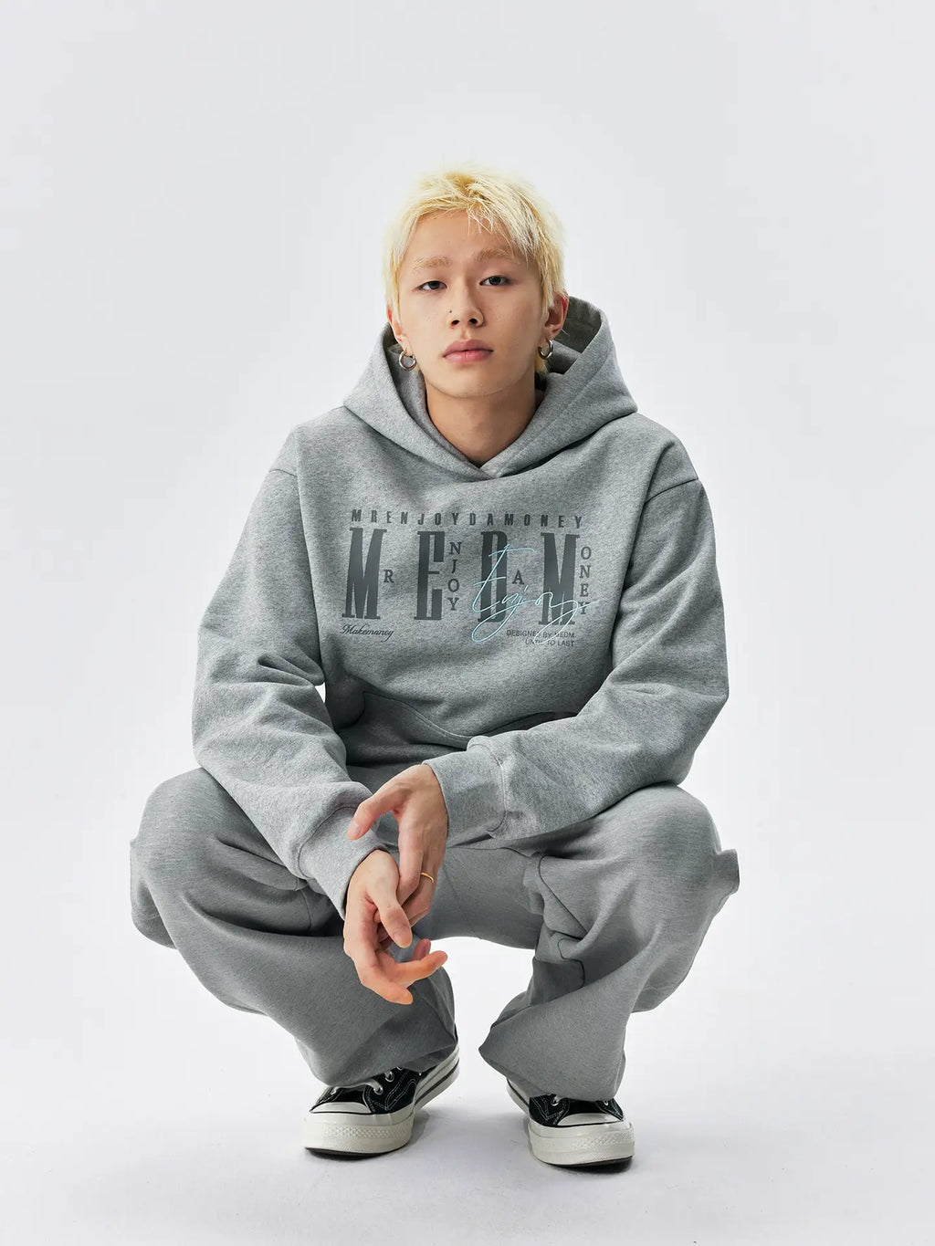 MEDM Logo Print and Embroidered Lettering Hoodie