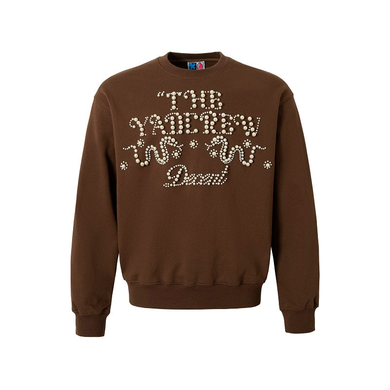 YADcrew Pearl-Embellished Snake Shadow Pattern Sweatshirt