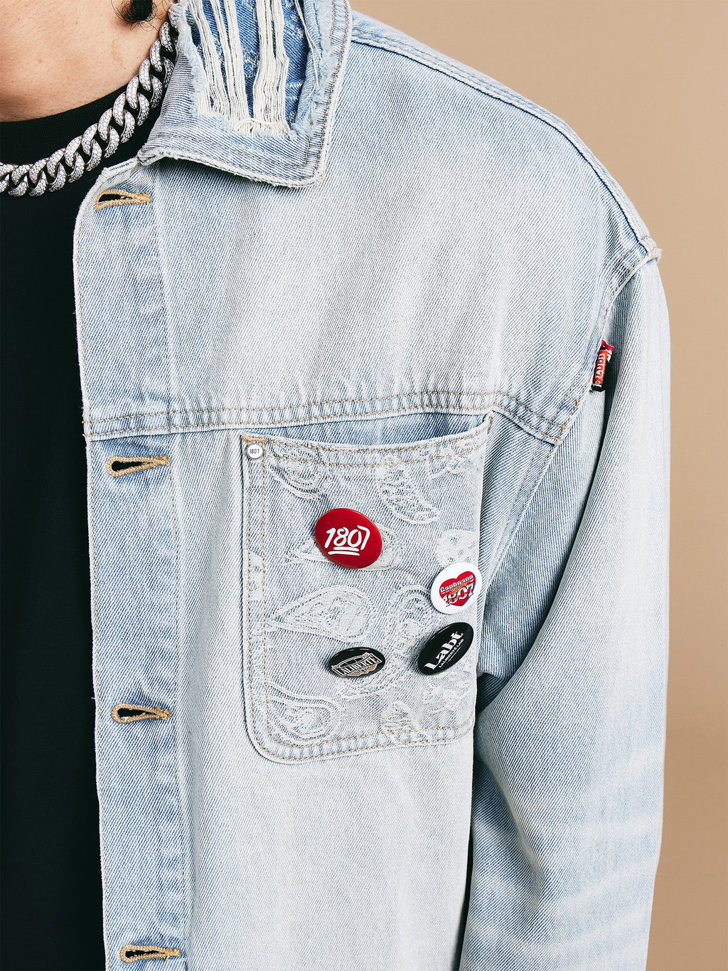 1807× LABT Paisley Pattern Wash Denim Jacket
