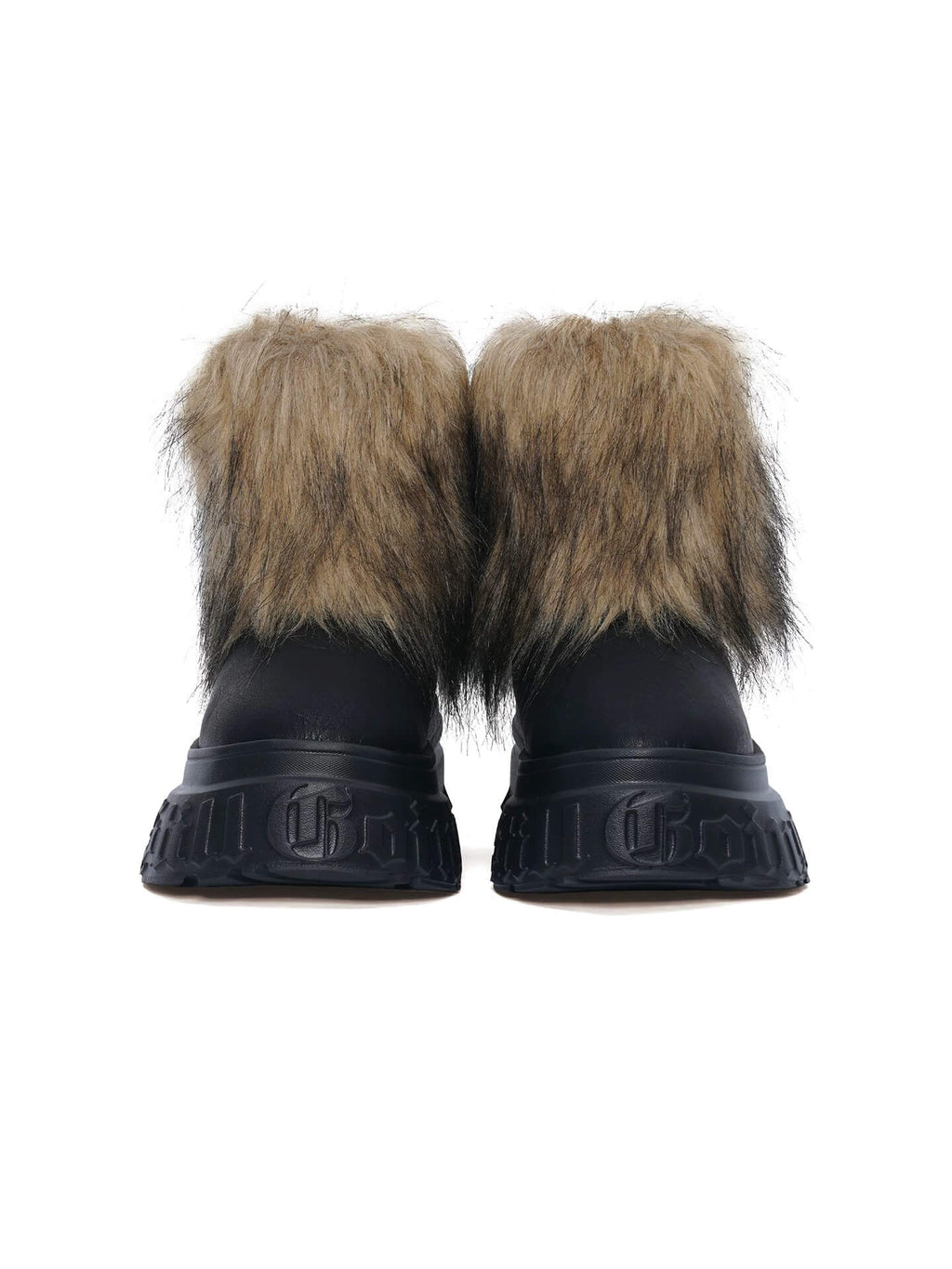 1807 INF-010 Gothic Chunky Platform Faux Fur Trim Shearling Boots