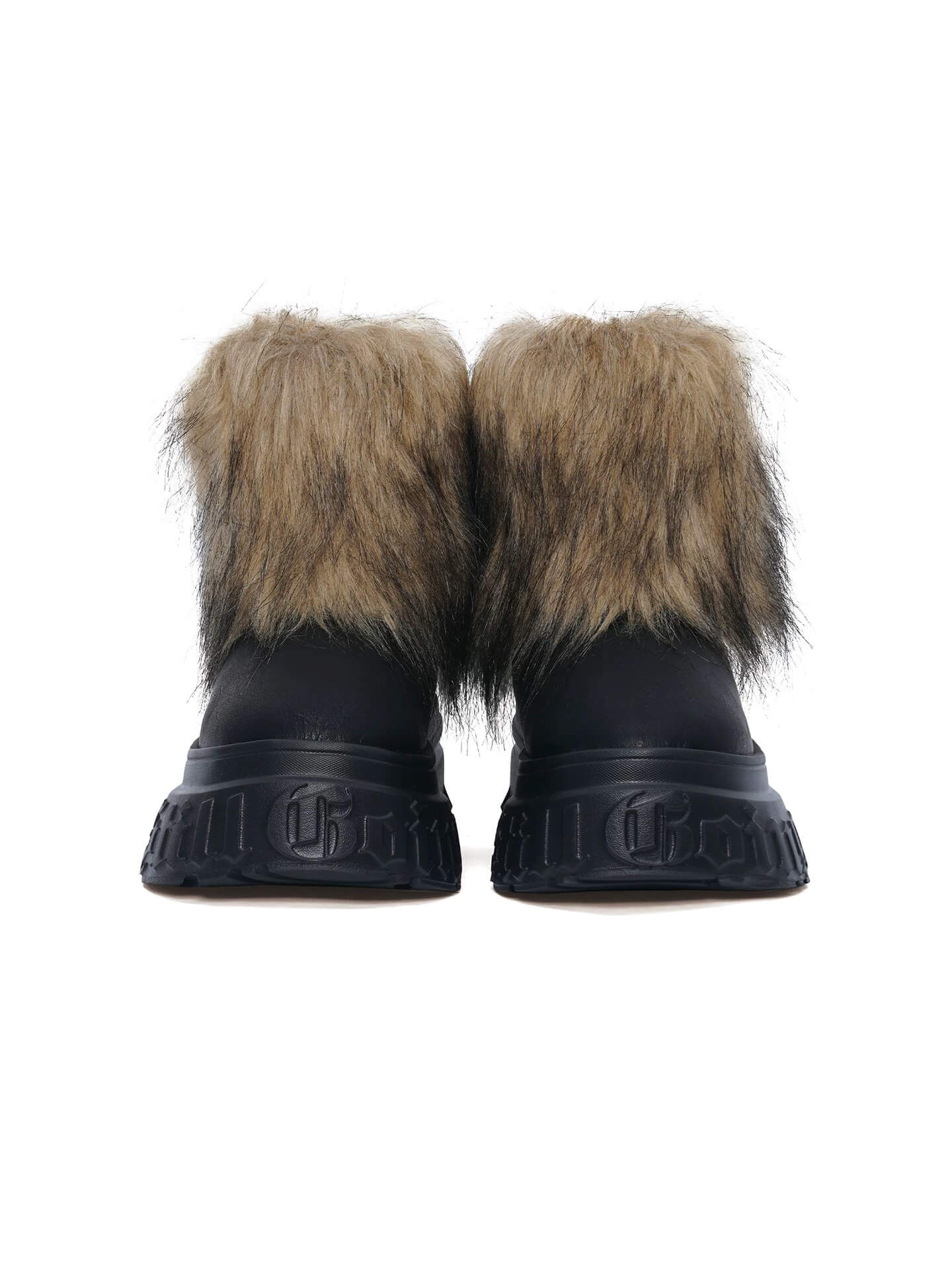 1807 INF-010 Gothic Chunky Platform Faux Fur Trim Shearling Boots