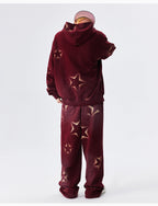 MEDM Washed Star All Over Print Zip Up Hoodie