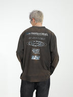 Harsh and Cruel Washed Destroyed Typography Printed Long Sleeve Tee