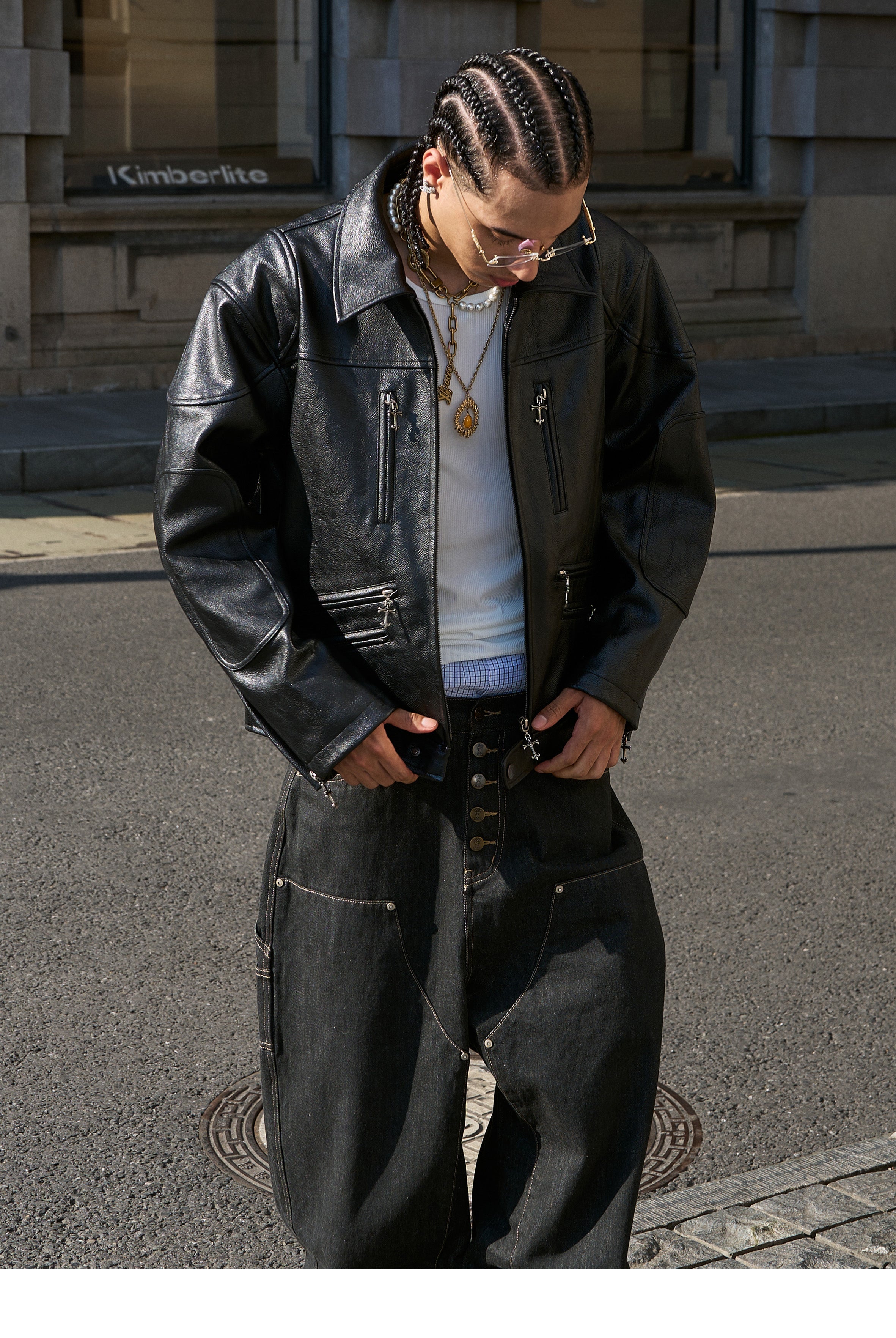 STEEPC Two Tone Leather Racing Jacket