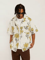 EMPTY REFERENCE Hand Painted Small Flower Short Sleeve Shirt