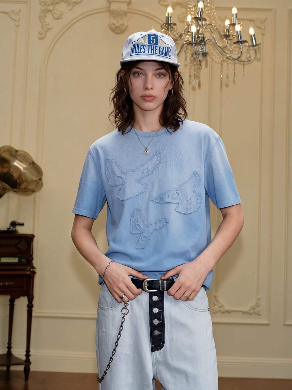 YADcrew Peace Dove Patch Distressed Washed Tee