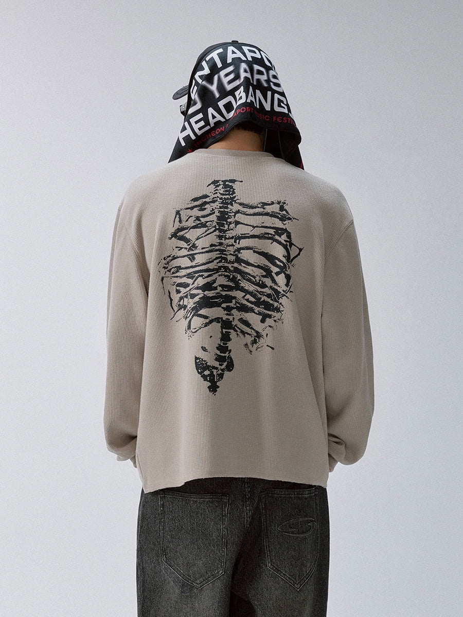F2CE Bone Print Waffle Long Sleeve Tee