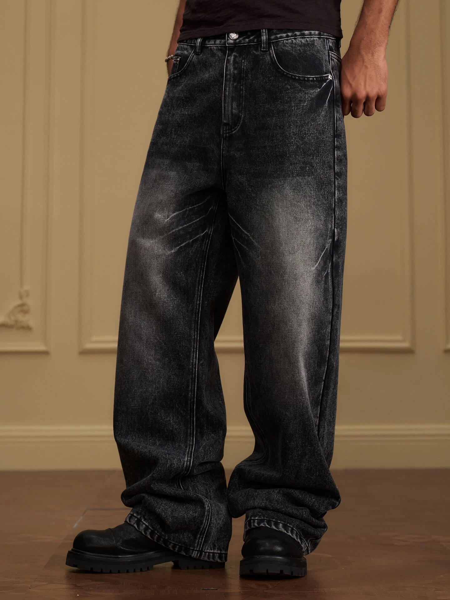 YADcrew Vintage Whiskered Washed Flared Jeans