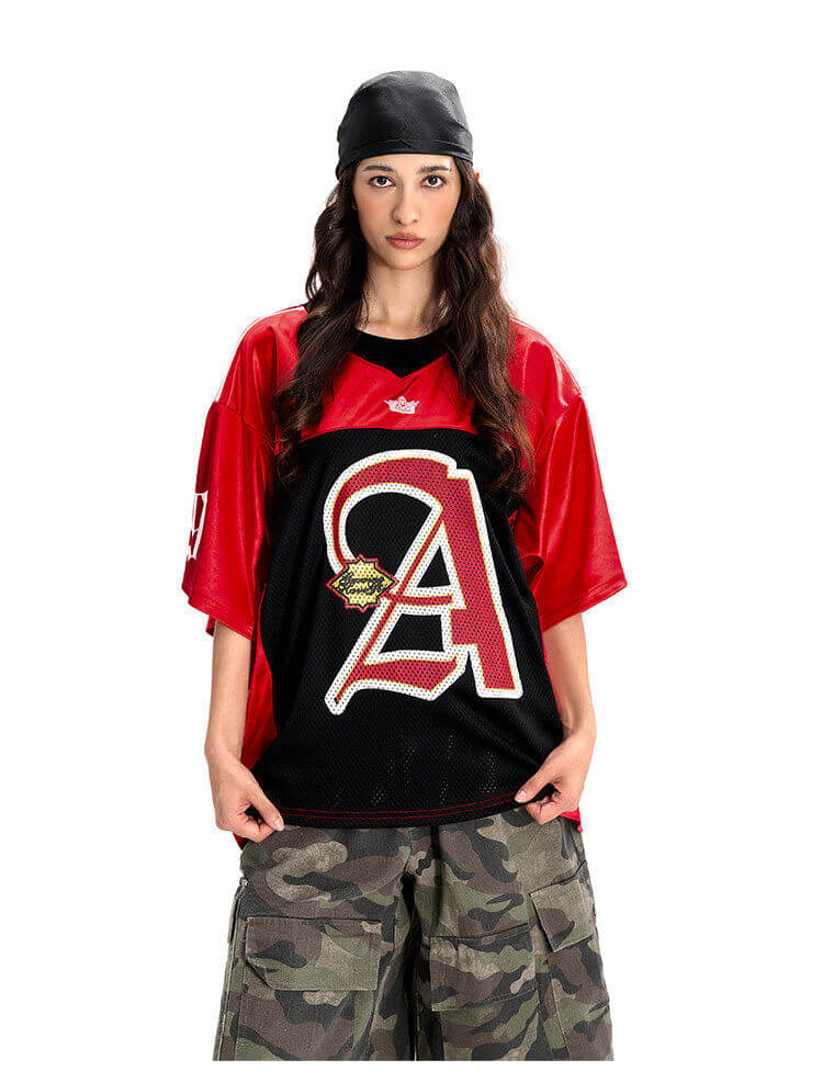 F3F Select Big Letter A Color Block Mesh Short Sleeve Jersey