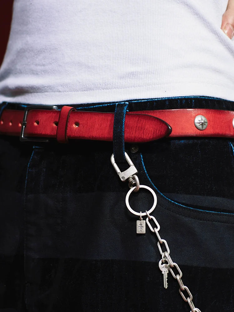 Remedy Washed Color Metal Studded Leather Belt