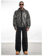 F3F Select Vintage PU Leather Zip Up Jacket