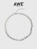 AWE Pearl Rhinestone Chain Necklace