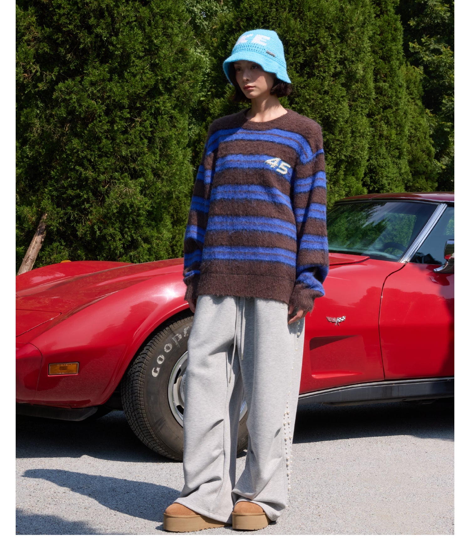 S45 Striped Pearl Brushed Knit Sweater