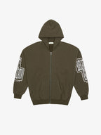 MHARF Army Green Vintage Zip-Up Hoodie