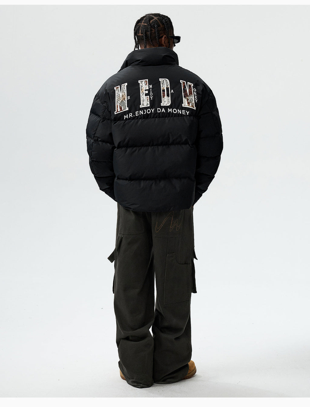 MEDM 3D Embroidered Lace Puffer Jacket