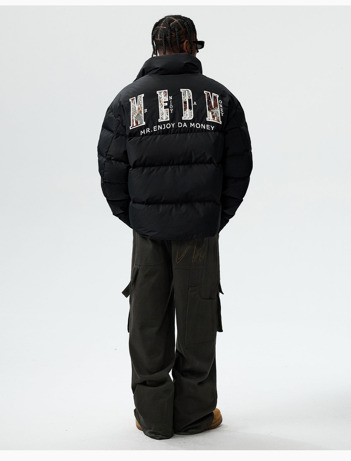 MEDM 3D Embroidered Lace Puffer Jacket