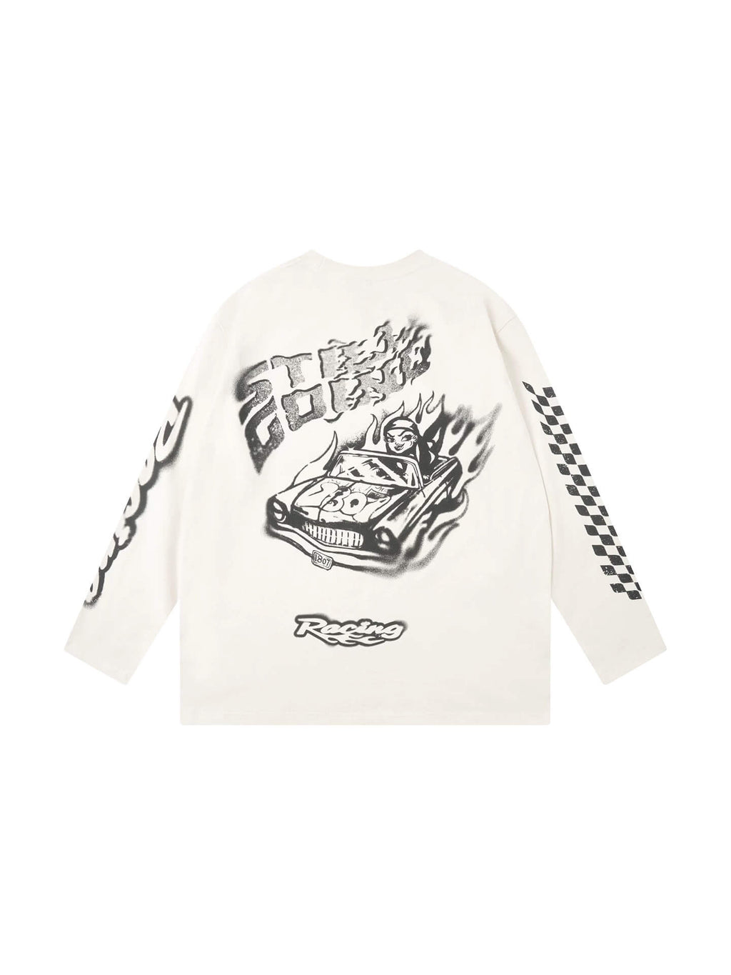 1807 Racing Graffiti Vintage Printed Long Sleeve Tee
