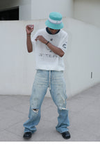 STEEPC Dirty Washed Faded Distressed Jeans