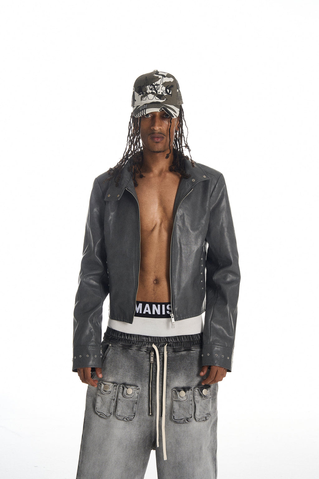 KARMANISTIC Racing Short Leather Jacket