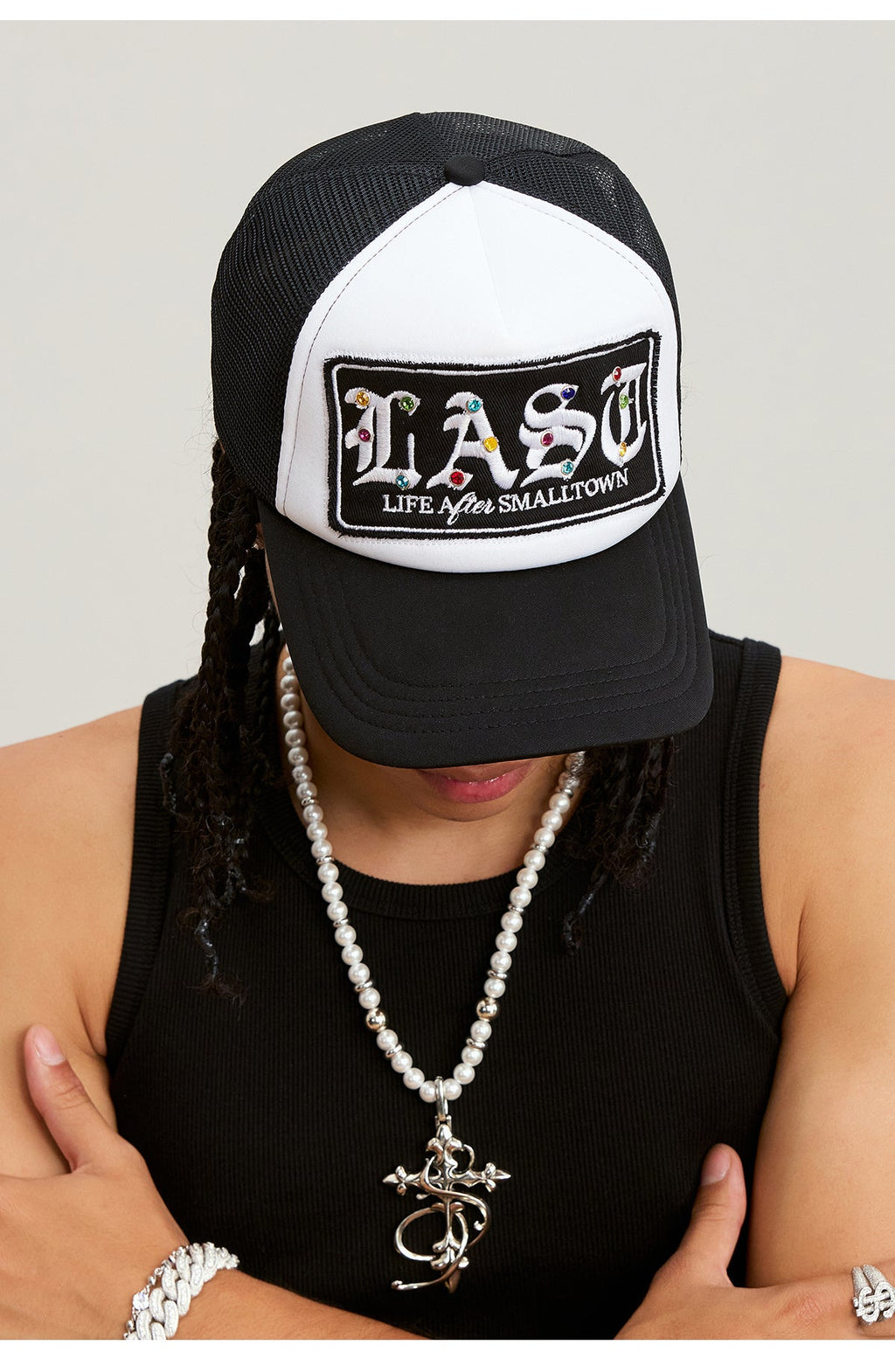 Small Town Kid LAST Badge Diamond Studded Trucker Cap