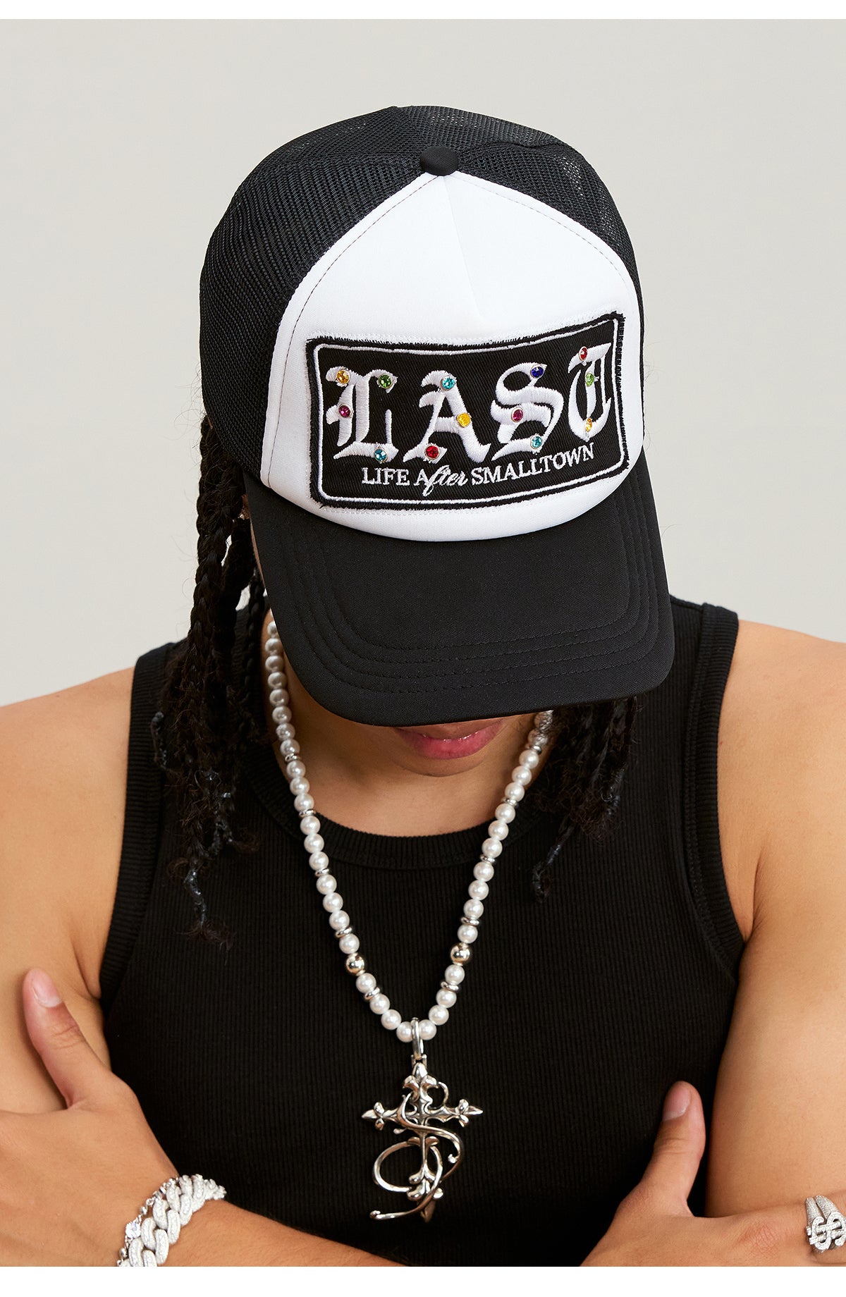 Small Town Kid LAST Badge Diamond Studded Trucker Cap