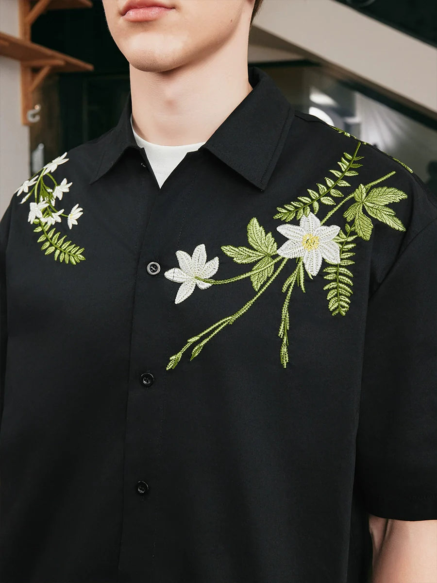 Harsh and Cruel Floral Embroidered Cuban Shirt